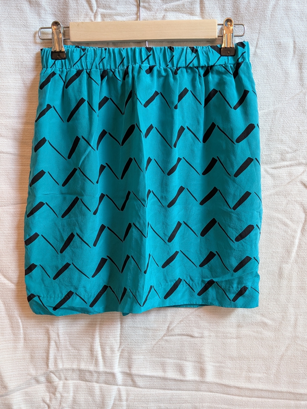 100% Silk silence + noise Teal and Black Skirt - S